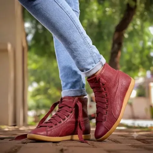 Botinha de Couro Cor Vinho Puma Tam 37