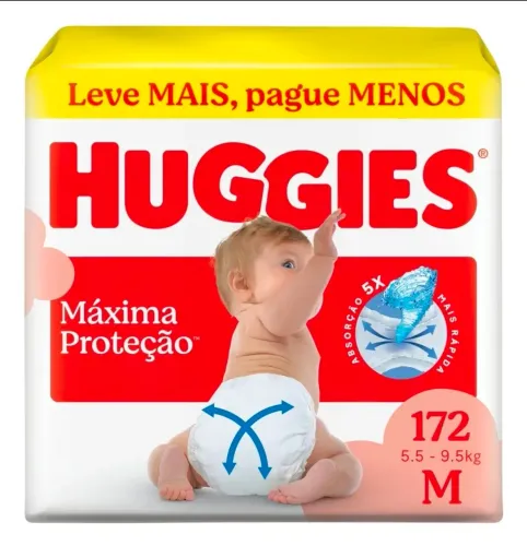 Pacotão fraldas Huggies 172unidades