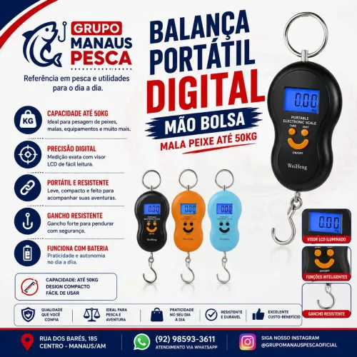 Balança Portátil Digital de Mão - Até 50 kg<br>