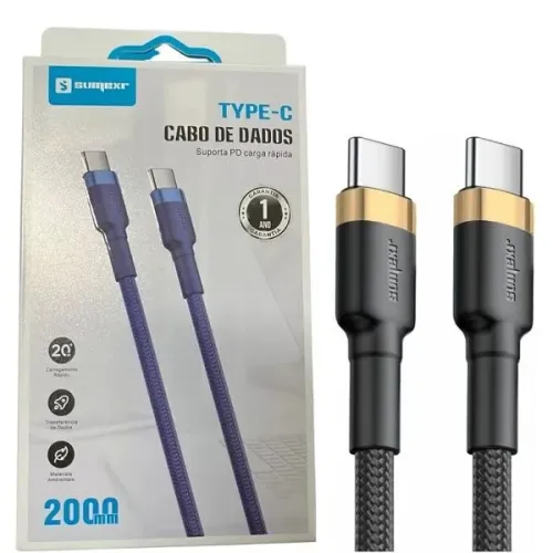 Cabo carregador 2 metros usb c carregamento turbo rapido