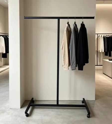 Arara de roupa Metal estilo indústria com rodinhas
