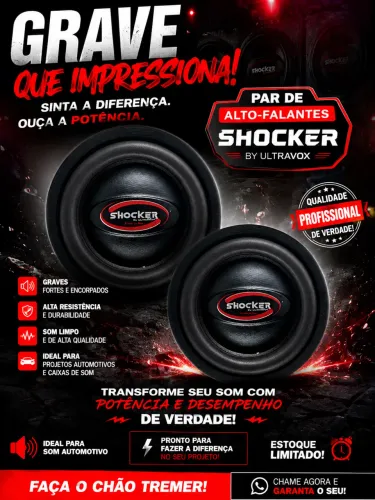 GRAVE QUE IMPRESSIONA! /. Par de Alto-Falantes Shocker  $ Preço Imperdível