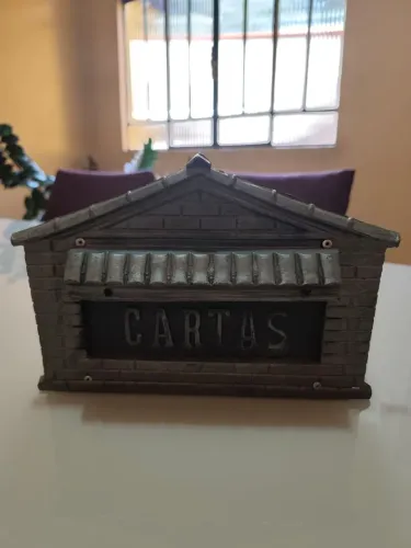 Caixa cartai tipo casinha aluminio prata tijolo