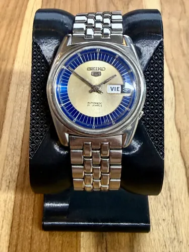 Relógio Seiko 5 Two Tone Blue end Gold 6119-8093 - 1973