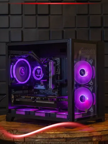 Desktop Gamer R5 5600G, RX 5700 XT 8GB, 16GB, NVMe 1TB, WC 120mm, Fonte 650W, Gabinete RGB