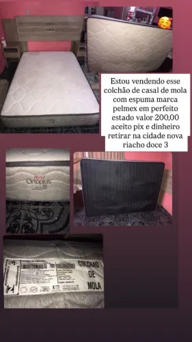 Cama de casal de mola com espuma pelmex
