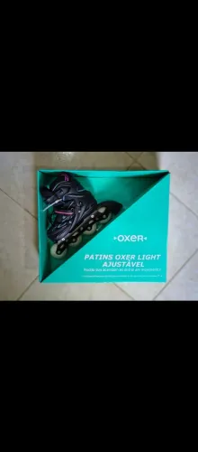 Patins 32-36 Oxer que brilha, preto e rosa