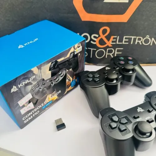 Kit Controle Gamer Sem Fio 2 Controles e Receptor - Para Games e PC