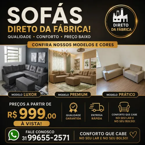 Sofá 2 e 3 lugares de Fábrica