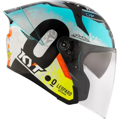 Capacete KYT TTR-JET Foggia Misano 2022 azul/cinza/amarelo