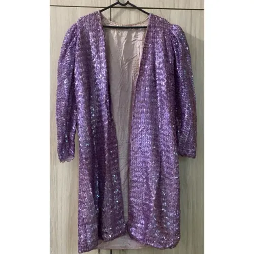 Casaco antigo Sobretudo Feminino Paetês Roxo