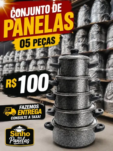 Jogo de panelas 05 peças R$100