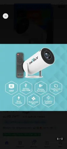 Mini Projetor Portátil HY300 4K Android Smart Novo