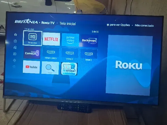 Smart TV 40 Polegadas Roku Britânia Televisão 40" Wi-Fi Estado de Nova
