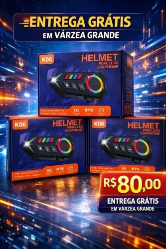1? Intercomunicador K06 para Capacete - Som Estéreo + Entrega Grátis cuiaba e Várzea Gran