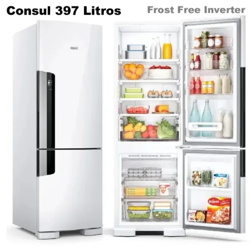 Galadeira Duplex Consul Frost Free Freezer Embaixo, 397 Litros, Novíss, Nota, Garantia