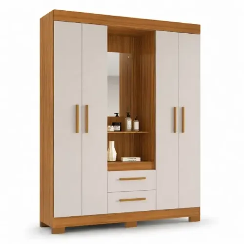 Guarda-Roupa NT 6055 4 portas 3 Gavetas Freijó/Off