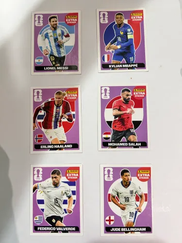 Lote Figurinhas Extra Sticker Roxa Panini Copa 2026 - Messi, Mbappé e Haaland