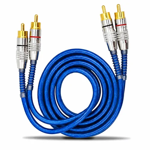  Cabo Rca De 1 Metro Blindado Tech One Svart Azul Cabos 1m Dupla Blindagem