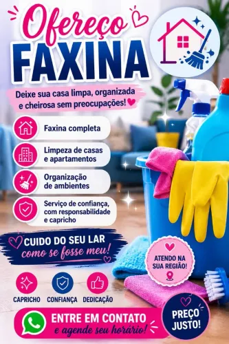 Faço faxina (apenas pela zona norte)