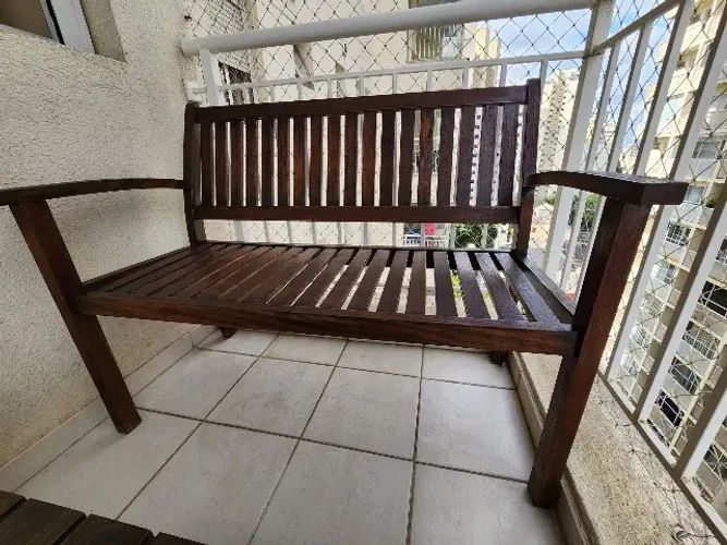 Conjunto Varanda Tok&Stok Madeira - Banco 2 Lugares + Mesa de Centro