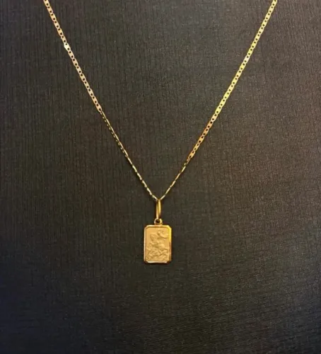 Conjunto Piastrine e Medalha de São Jorge em Ouro 18k 750