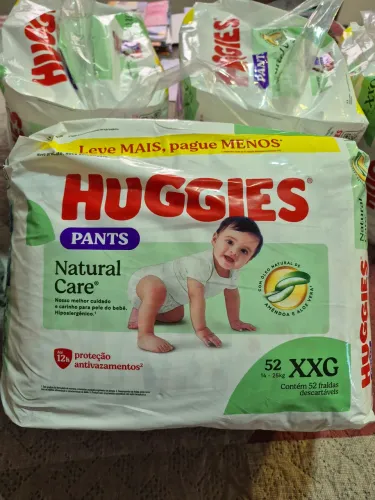 Fralda tamabho XXG HUGGIES Natural Care (52 unidades)