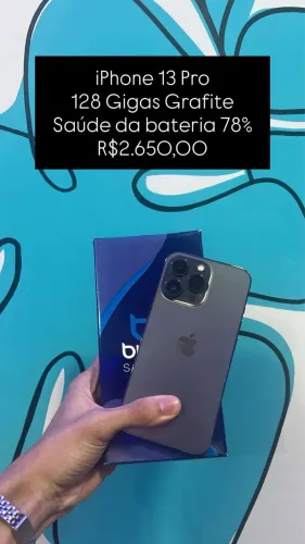 Seminovo: iPhone 13 Pro 128GB Grafite - Saúde Bateria 78% R$2.650,00 | Loja Física