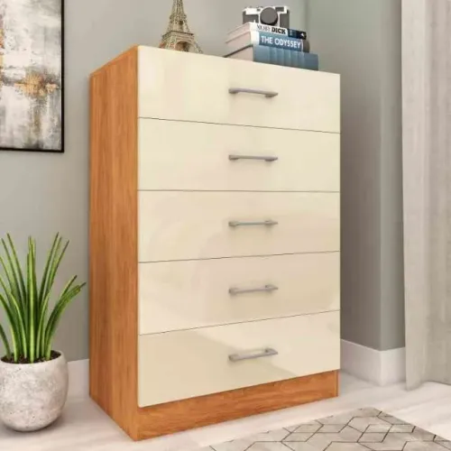 Comoda Aruba 5 Gavetas Marrom/Off White - Frete Grátis - Até 12x S/ Juros