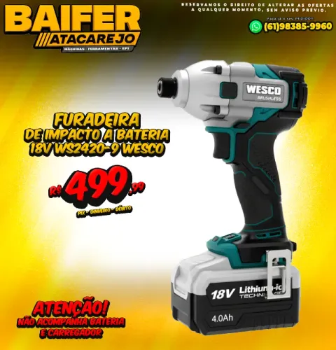Furadeira de Impacto à Bateria 18v WS2420-9 Wesco