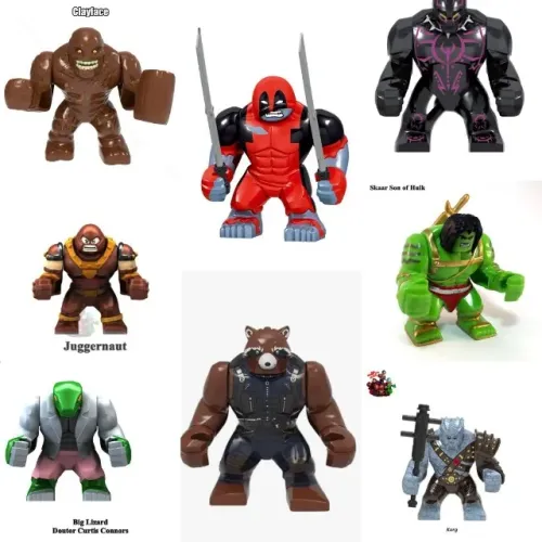 Big figures de coleção Marvel e DC Cara de Barro, Pantera Fanático Lagarto Hulk