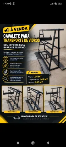 Cavalete para Vidros e Alumínio .