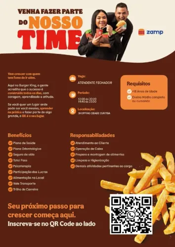 Vagas atendente BK shopping cidade