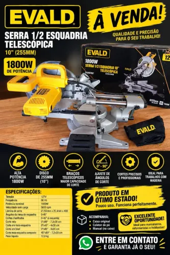 Serra de Esquadria EVALD 1800W 10? Telescópica - 127V