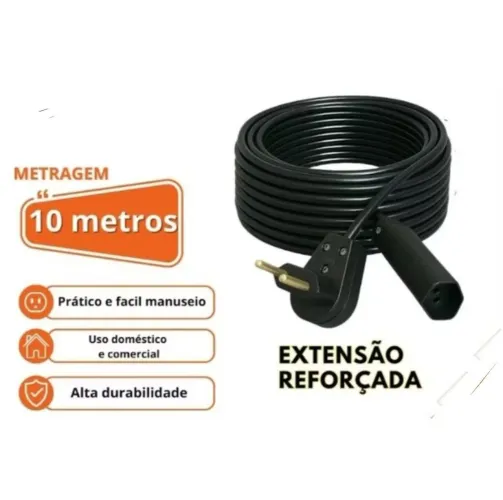 EXTENSÃO ELÉTRICA 10M CABO PP FIO 2X1 