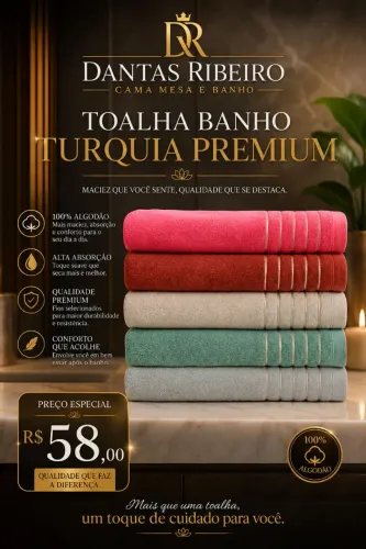 TOALHA DE BANHO TURQUIA LINHA PREMIUM 100% ALGODÃO
