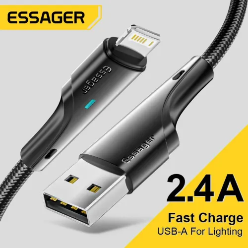 Cabo iPhone Usb Essager Original 2 Metros Carga Led Turbo Dados 480 Mbps
