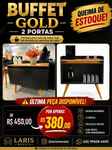 Buffet Gold 2 portas - A pronta entrega!