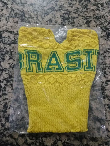 Top Regata Tricô Crooped Brasil Amarela Tamanho Único