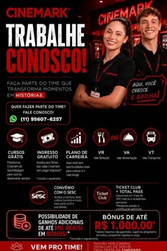VAGAS CLT OU FREELANCER CINEMARK 