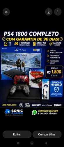 Ps4 completo com garantia de 6 mês