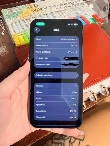 iPhone 13 256gb preto meia-noite impecável!