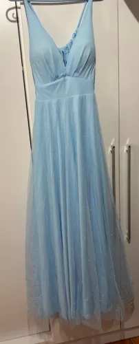 Vestido de festa azul serenity com glitter