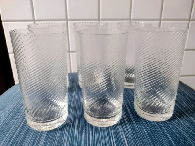 Jogo com 6 Copos Longos de Cristal Antigo 350ml