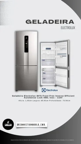 Geladeira Electrolux Frost Free Inverter 490L Inox  (IB51S)