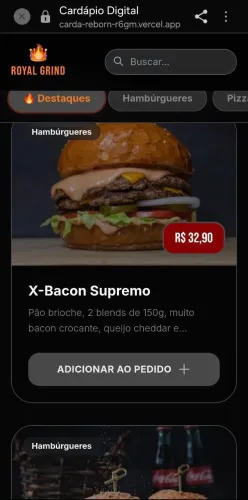 Aplicativo personalizado para hamburguerias, lanchonetes, restaurantes .