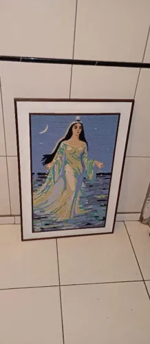 Quadro bordado em lã