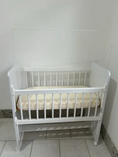 Mini Berço + Colção + Cortinado na cor Azul 