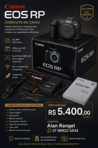 Câmera Canon Eos Mirrorless RP Corpo na Caixa