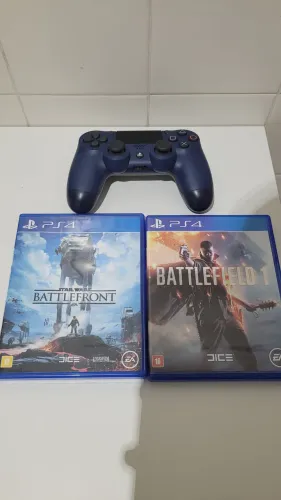 Controle azul original dualshock ps4 com 2 jogos juntos